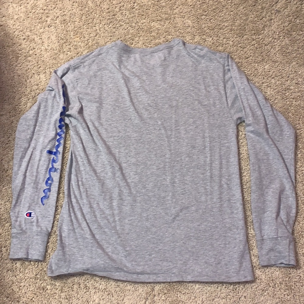Men’s Gray Champion Long Sleeve Logo Shirt - Picture 7 of 9